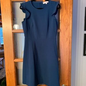 LOFT Teal Flutter Sleeve Dress